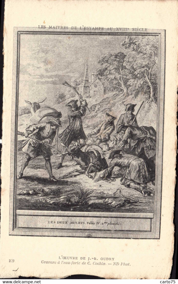 Contes Jean De La Fontaine - Maîtres Estampes 18ème Siècle - Oudry - Les Deux Mulets - ND 239 - Fairy Tales, Popular Stories & Legends