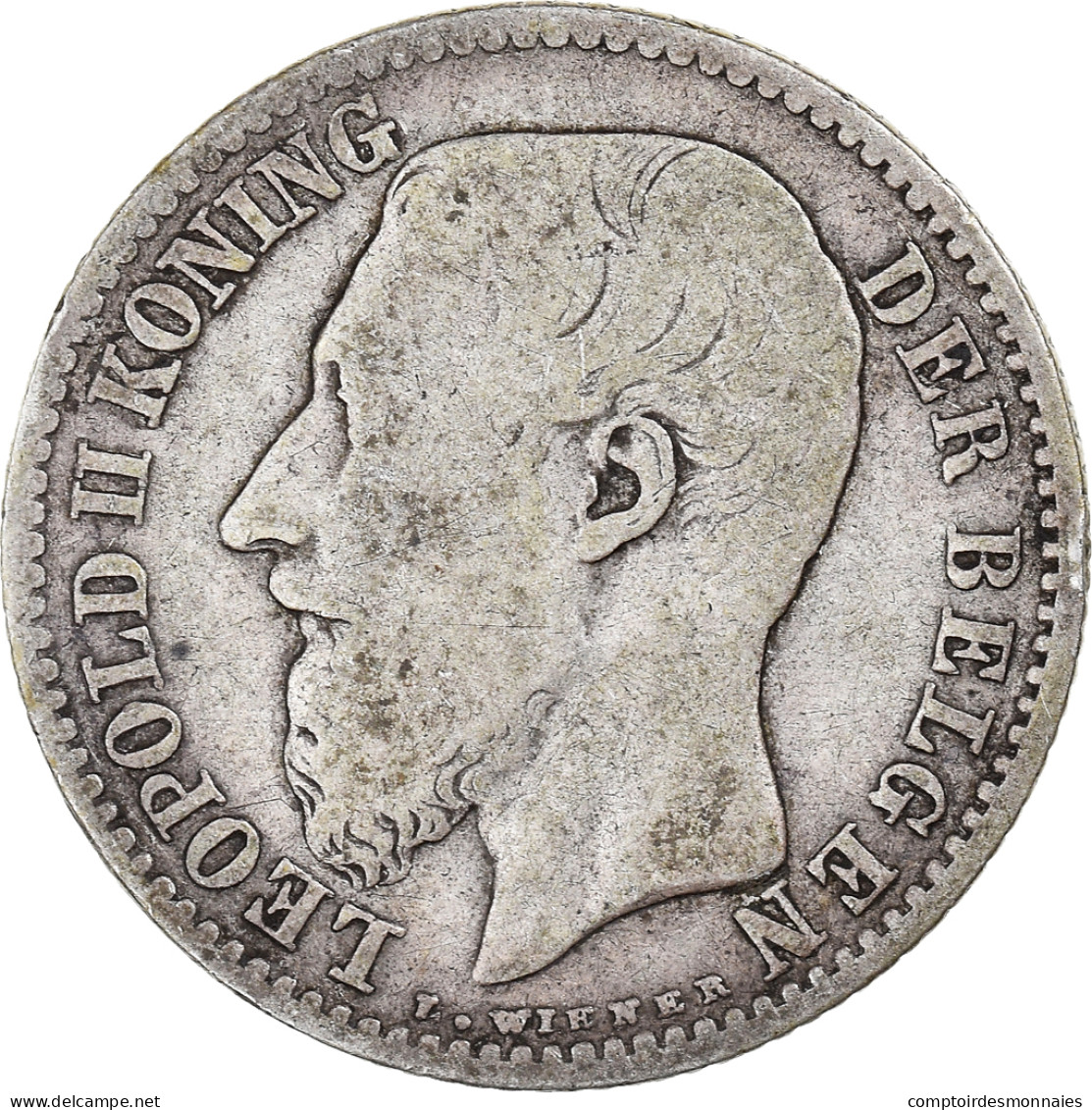 Monnaie, Belgique, Leopold II, Franc, 1887, B+, Argent, KM:29.2 - 1 Franc