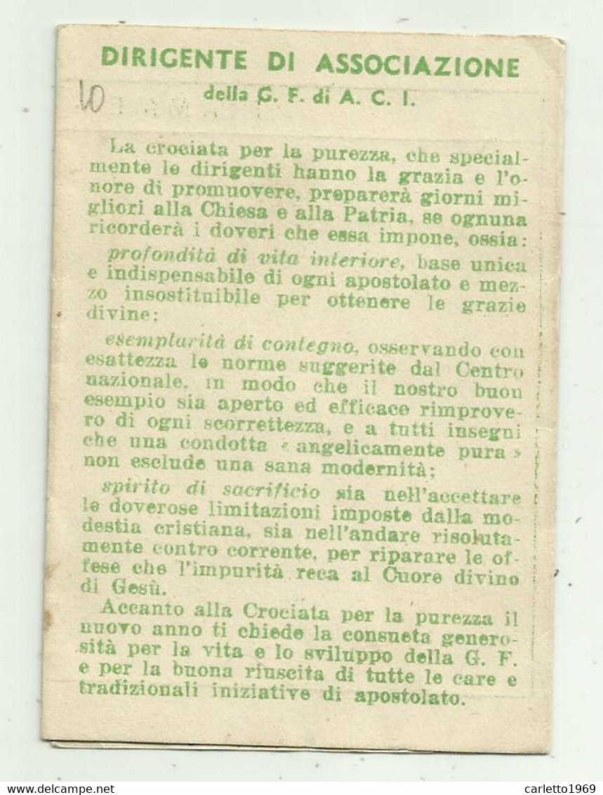 TESSERA AZIONE CATTOLICA ITALIANA GIOVENTU' FEMMINILE 1942 - Historical Documents