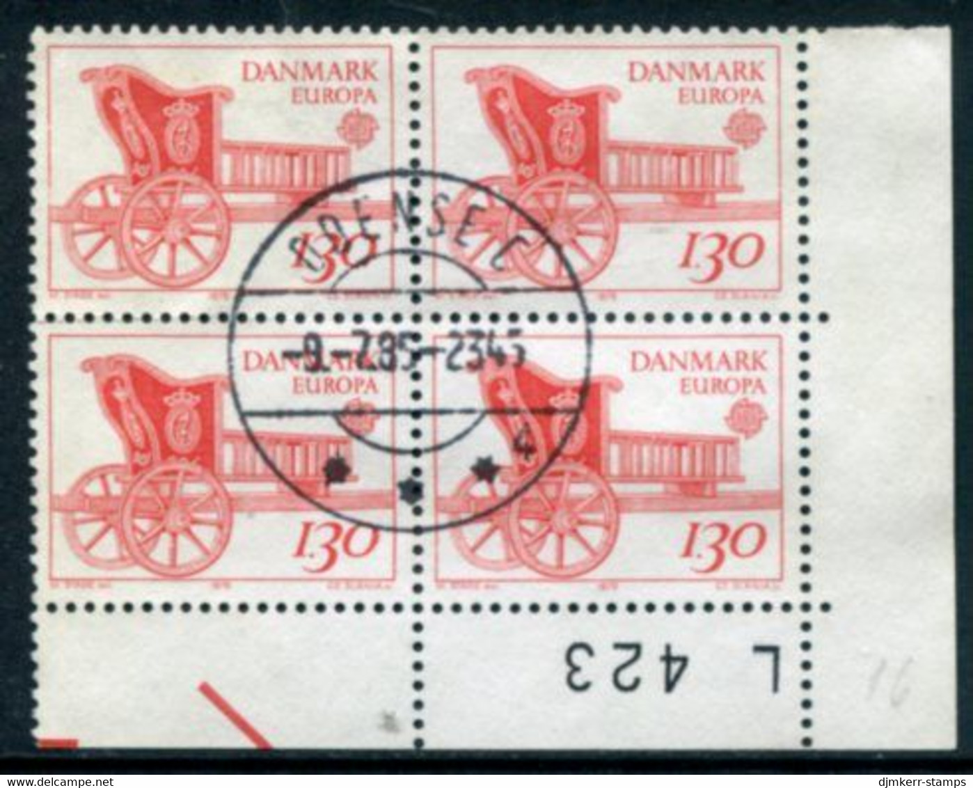 DENMARK 1979 Eurioa: History Of The Post 1.30 Kr. Block Of 4 Used   Michel 686 - Oblitérés