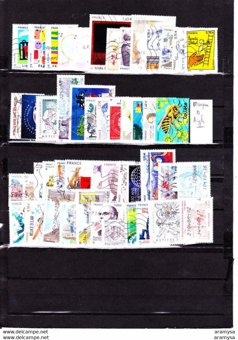 RARE France 2015 à 2021  - SEPT Années complètes oblitérées des timbres gommés (11 scans)