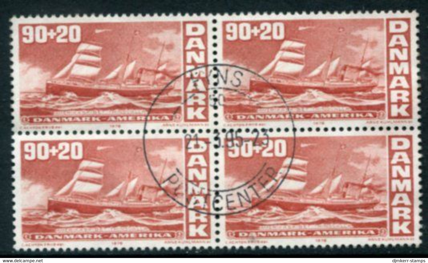 DENMARK 1976 Bicentenary Of US Independence 90+20 Øre. Block Of 4 Used   Michel 612 - Used Stamps