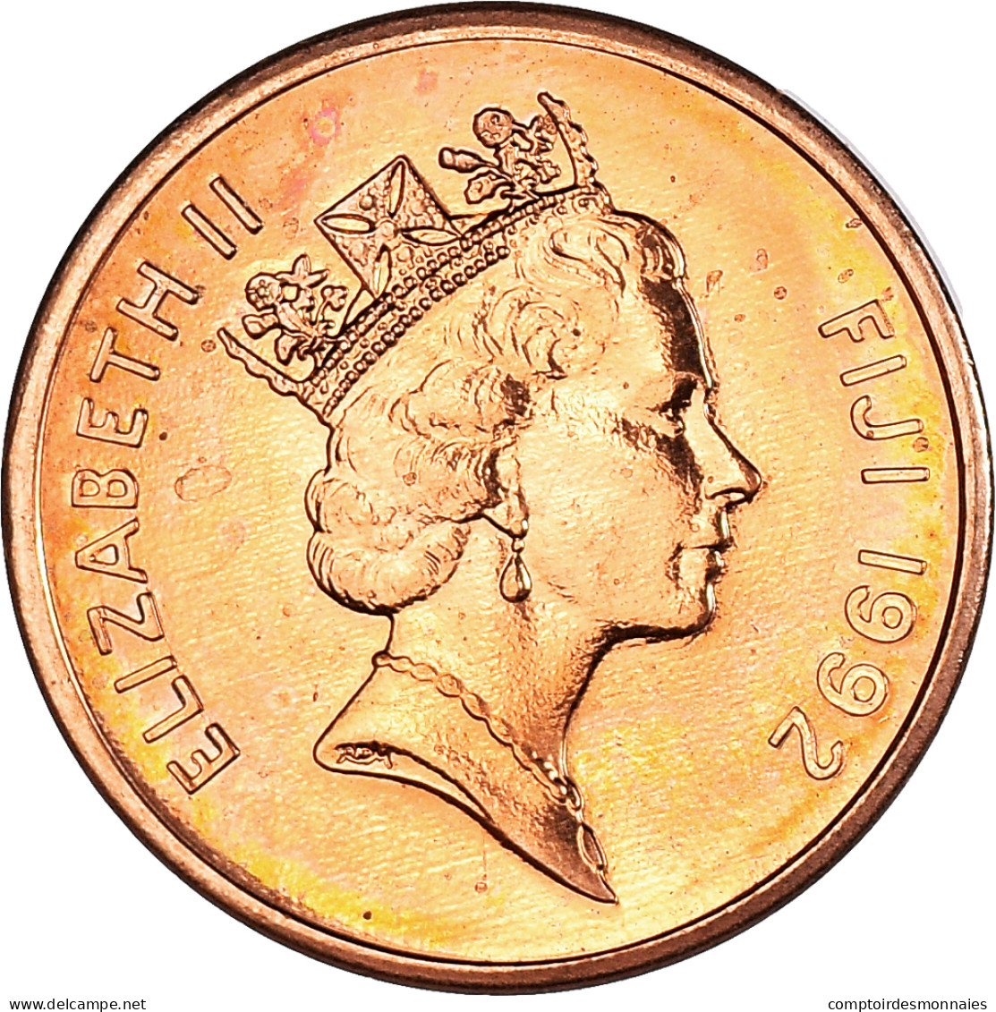 Monnaie, Fidji, Elizabeth II, Cent, 1992, TTB+, Copper Plated Zinc, KM:49a - Fidji