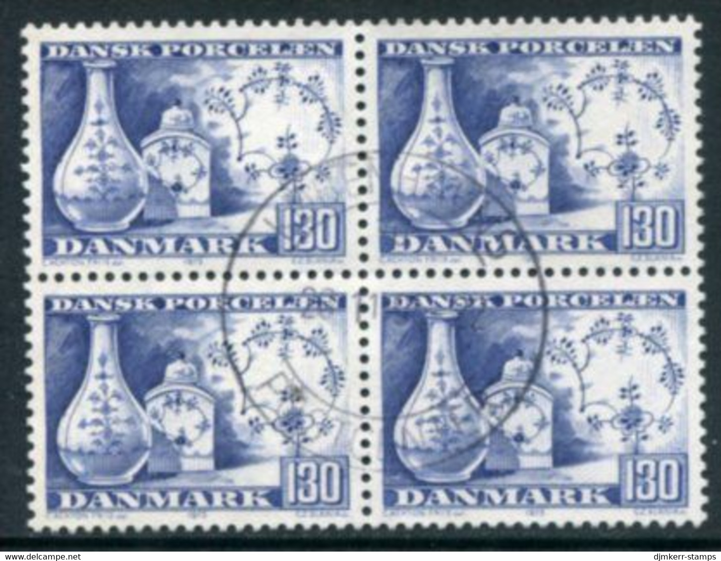 DENMARK 1975 Danish Porcelain 130 Øre. Block Of 4 Used   Michel 591 - Used Stamps