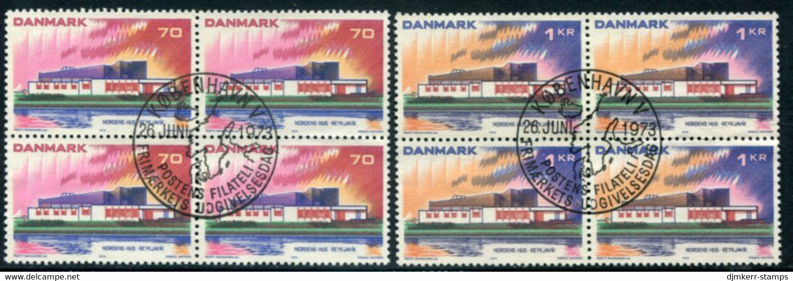 DENMARK 1973 Nordic House. Blocks Of 4 Used   Michel 545-46 - Usati