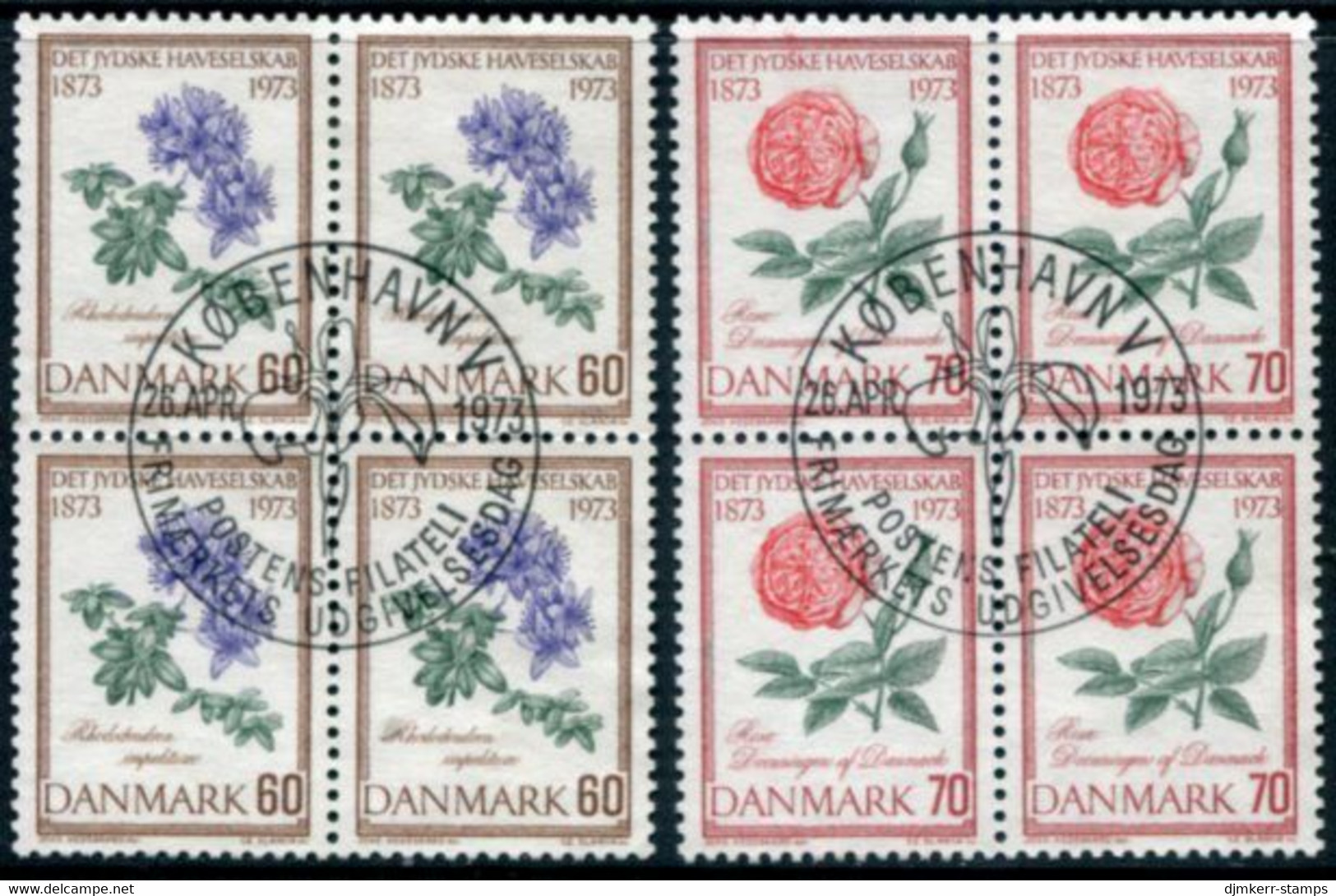 DENMARK 1973 Jutland Horticultural Society. Blocks Of 4 Used   Michel 543-44 - Used Stamps
