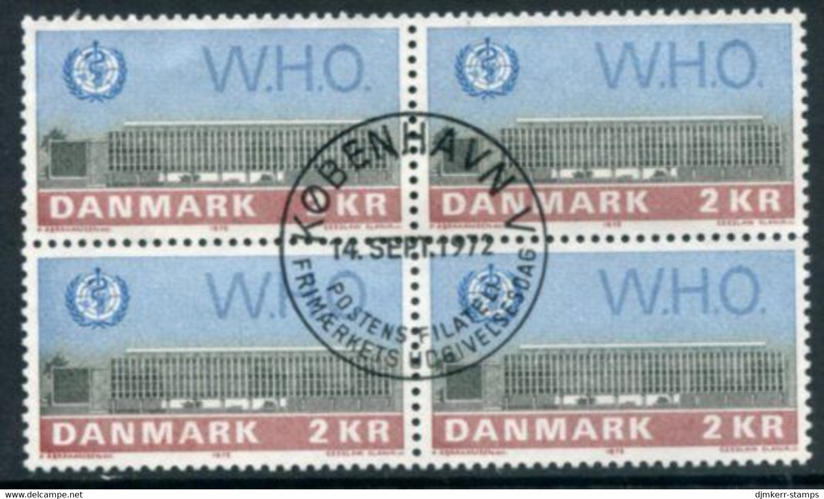 DENMARK 1972 WHO Headquarters. Block Of 4 Used   Michel 531 - Gebruikt