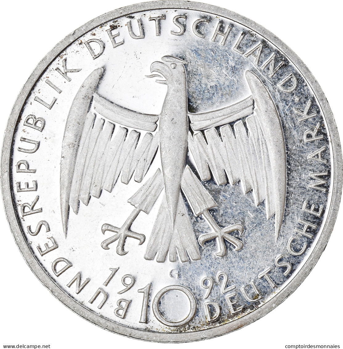Monnaie, République Fédérale Allemande, 10 Mark, 1992, Karlsruhe, Germany - Herdenkingsmunt
