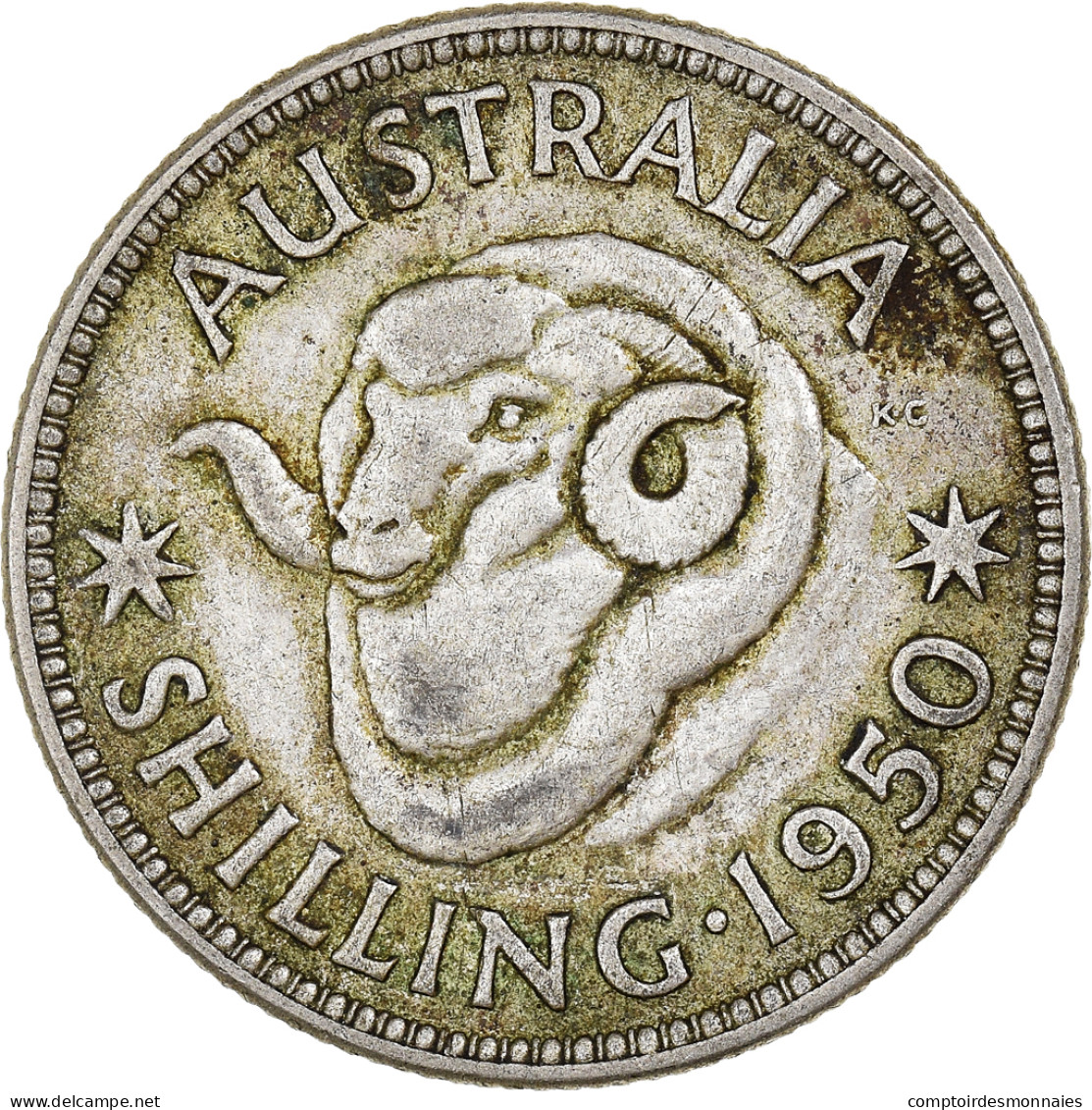 Monnaie, Australie, George VI, Shilling, 1950, Melbourne, TB+, Argent, KM:46 - Shilling