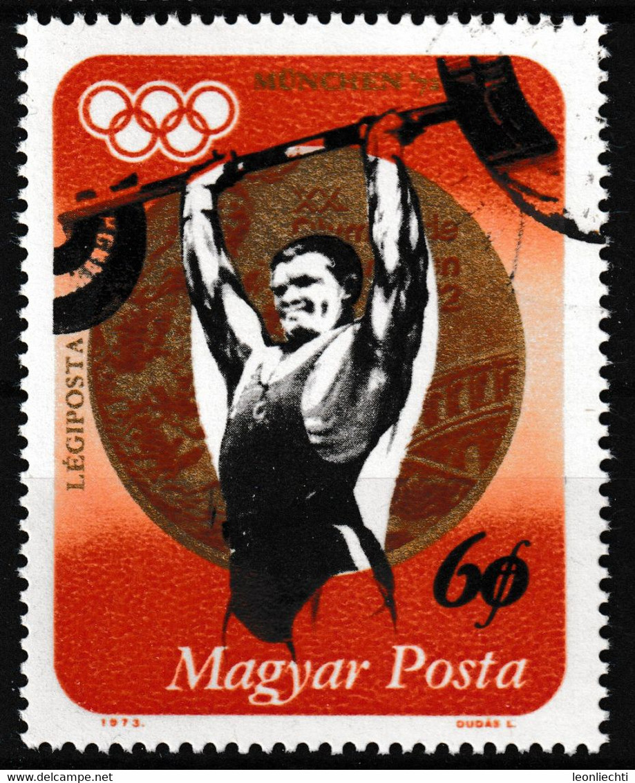 1973 Magyar / Ungarn, Légiposta Mi: 2848A° / Y&T: Pa 354° Gewichtheben An Den Olymp. Spielen In München 1972, - Pesistica