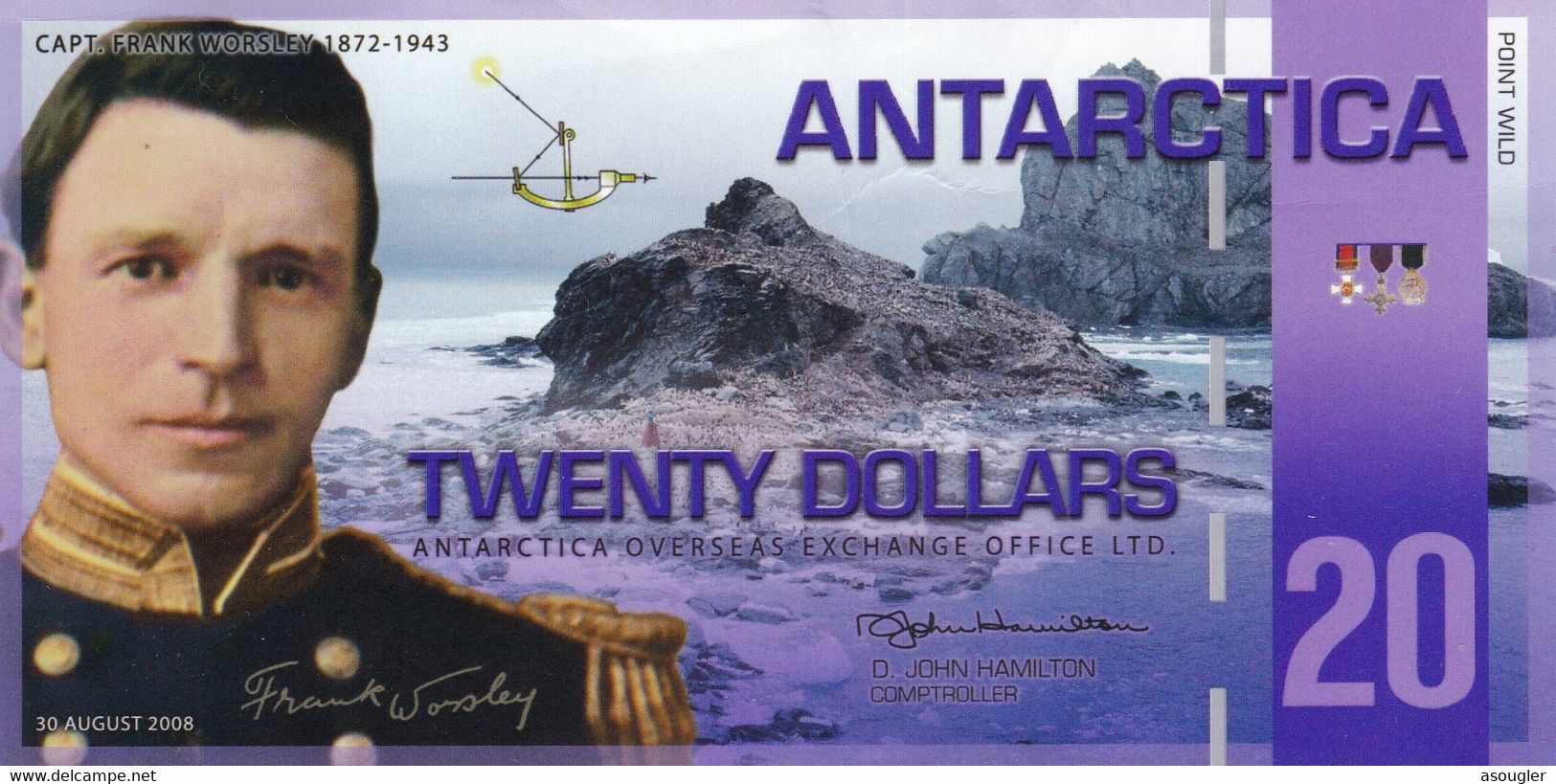 ANTARCTICA 20 DOLLARS 2008 EXF PRIVATE ISSUE POLYMER "free Shipping Via Registered Air Mail" - Otros – América