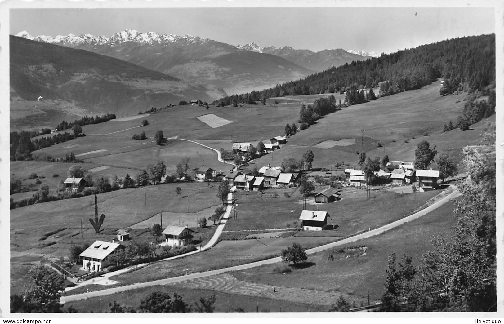 Blusch Sur Sierre Vue Avec Les Alpes Valaisannes Et Le Mt. Blanc / Près Montana / Cachet Pension De La Poste - Sierre