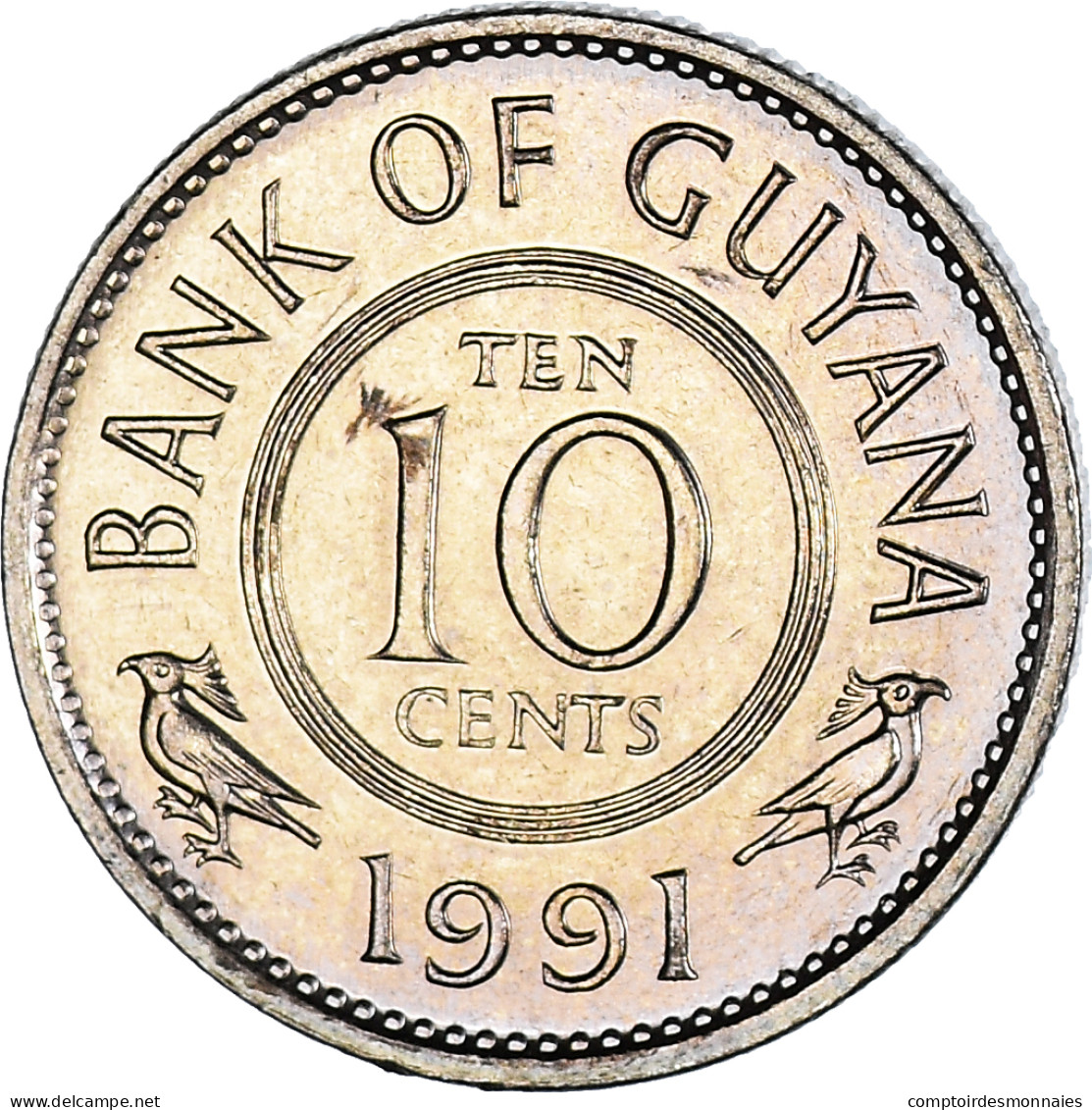 Monnaie, Guyana, 10 Cents, 1991, SUP+, Cupro-nickel, KM:33 - Guyana