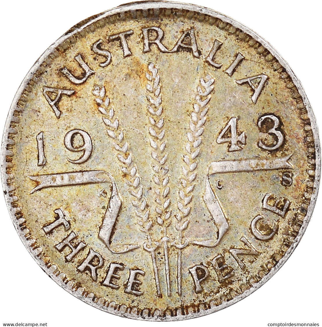 Monnaie, Australie, George VI, Threepence, 1943, San Francisco, SUP, Argent - Threepence