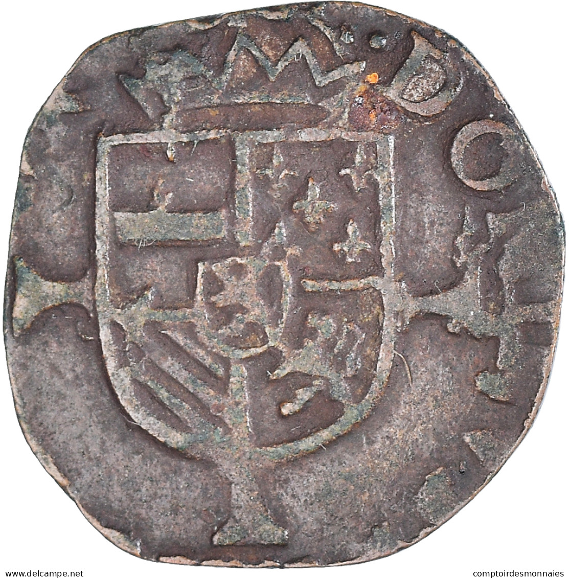 Monnaie, Pays-Bas Espagnols, Philippe II, Maille, 1581, Bruges, TB+, Cuivre - Pays Bas Espagnols