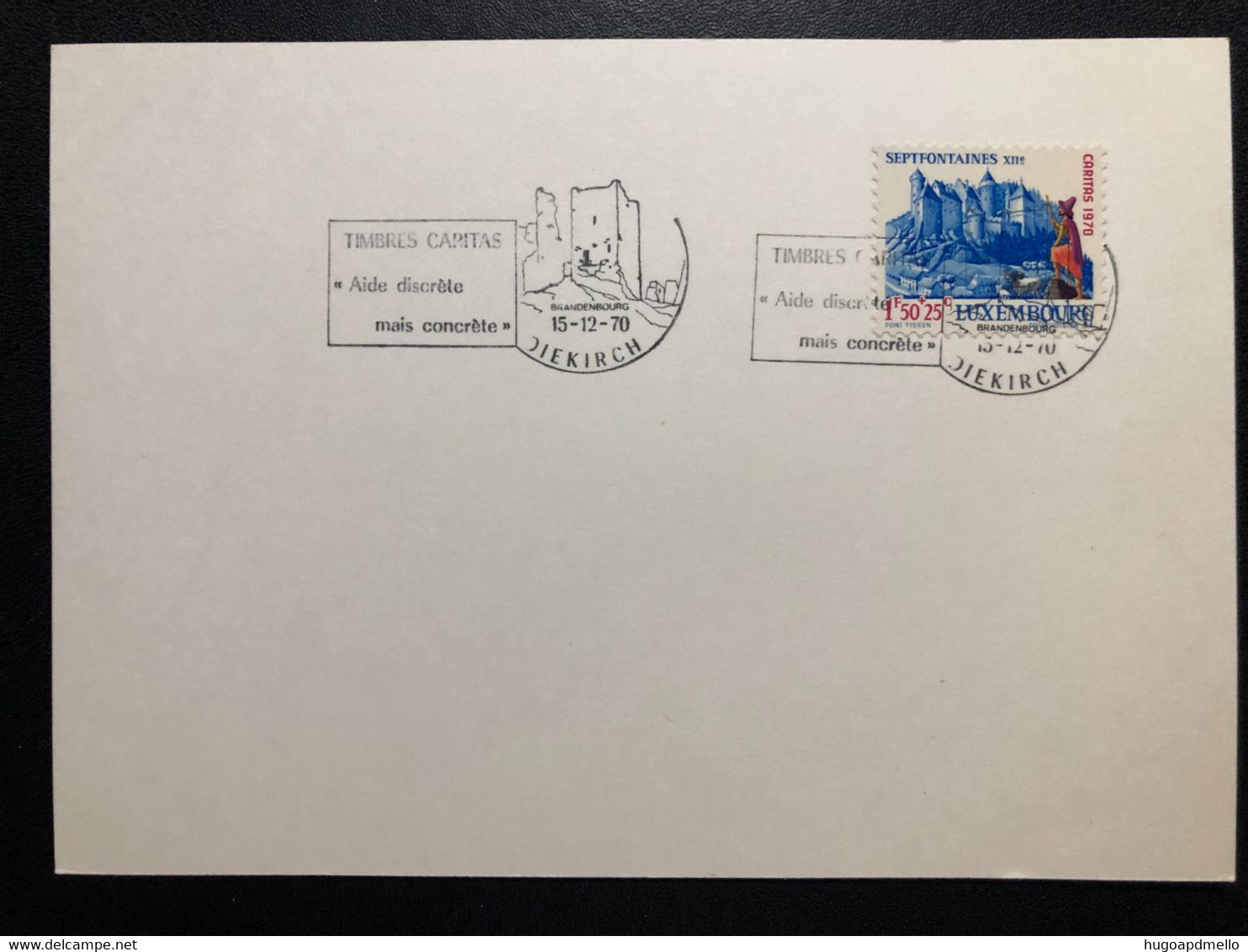 LUXEMBOURG,  « DIEKIRCH », « TIMBRES CARITAS », «Aide Discrète Mais Concrète», « Special Commemorative Postmark », 1970 - Cartas & Documentos