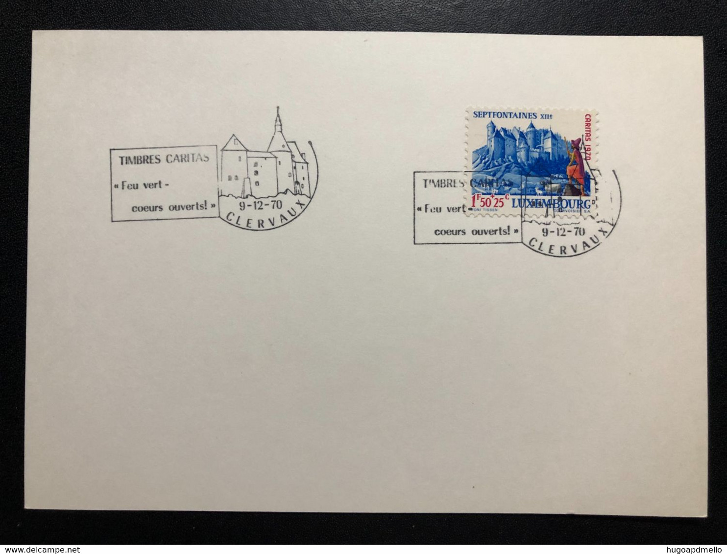 LUXEMBOURG,  « CLERVAUX», «TIMBRES CARITAS», « Feu Vert, Coeurs Ouverts » , « Special Commemorative Postmark », 1970 - Brieven En Documenten