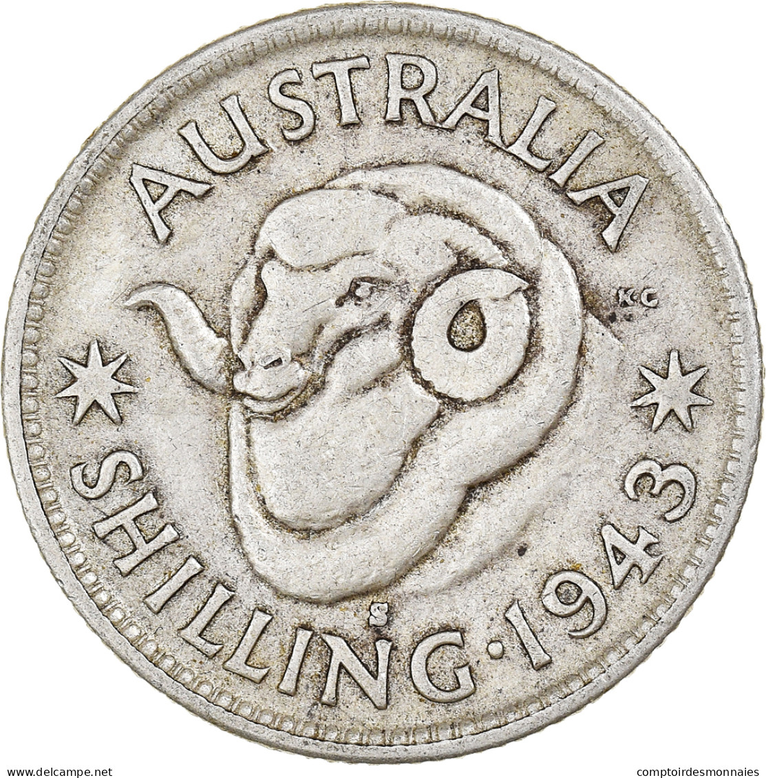 Monnaie, Australie, George VI, Shilling, 1943, San Francisco, TTB, Argent, KM:39 - Shilling