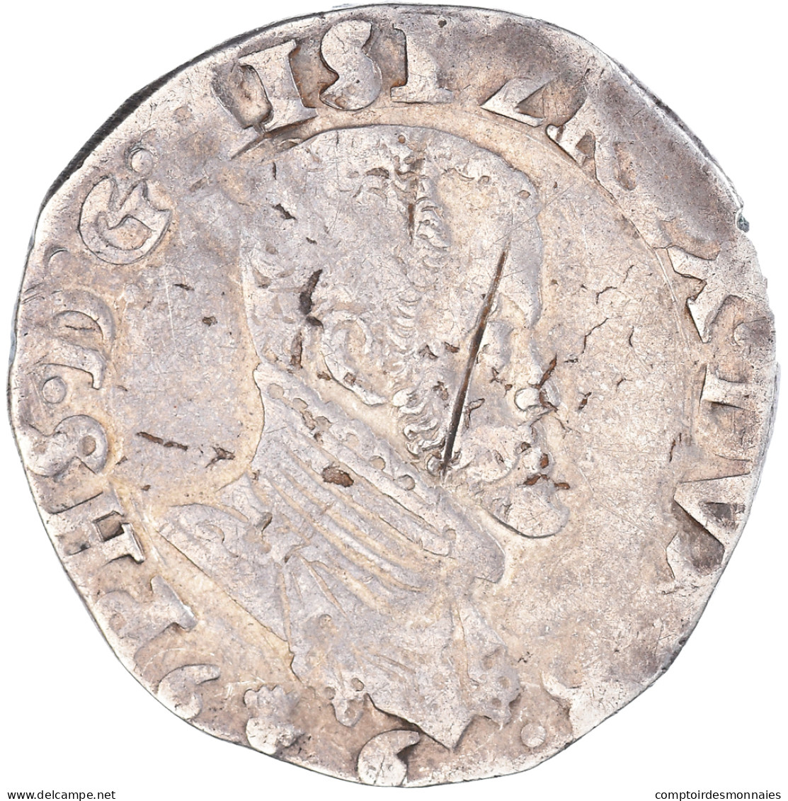 Monnaie, Pays-Bas Espagnols, Philippe II, 1/5 Ecu, 1566, Anvers, TB+, Argent - Países Bajos Españoles