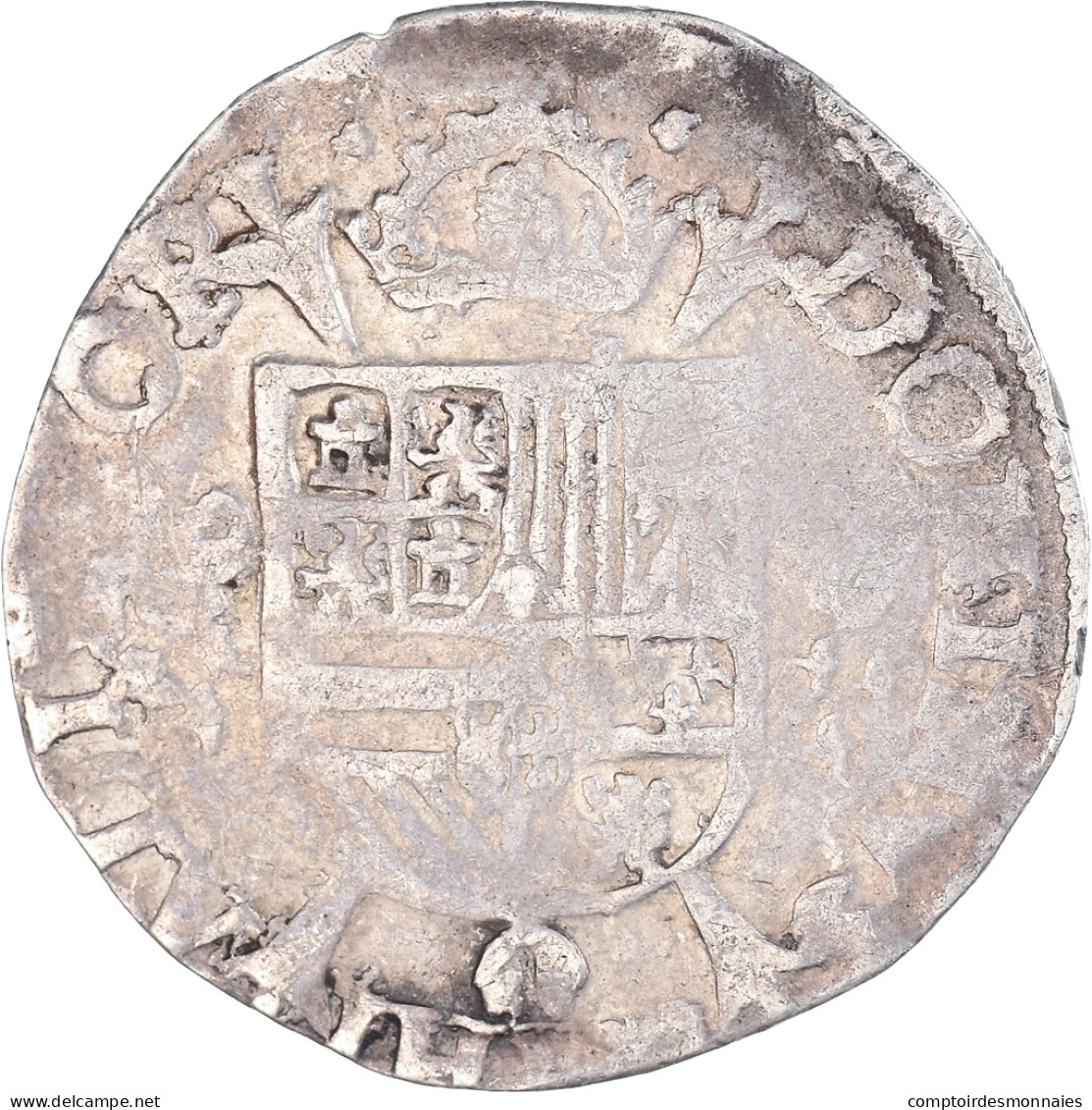 Monnaie, Pays-Bas Espagnols, Philippe II, 1/5 Ecu, 1566, Anvers, TB+, Argent - Spanish Netherlands