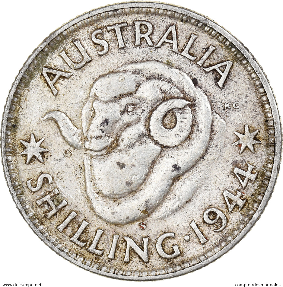 Monnaie, Australie, George VI, Shilling, 1944, San Francisco, TTB, Argent, KM:39 - Shilling