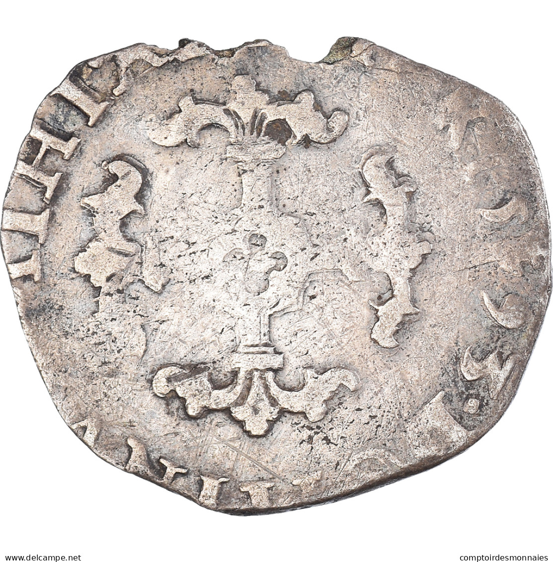 Monnaie, Pays-Bas Espagnols, Philippe II, 1/20 Ecu, 1593, Anvers, TB, Billon - Pays Bas Espagnols