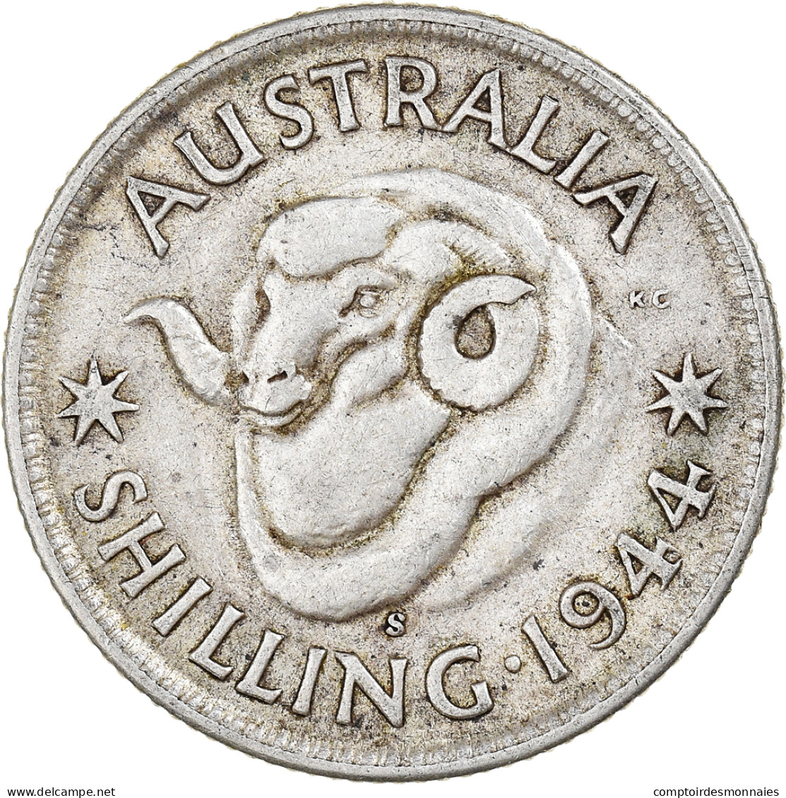 Monnaie, Australie, George VI, Shilling, 1944, San Francisco, TTB, Argent, KM:39 - Shilling