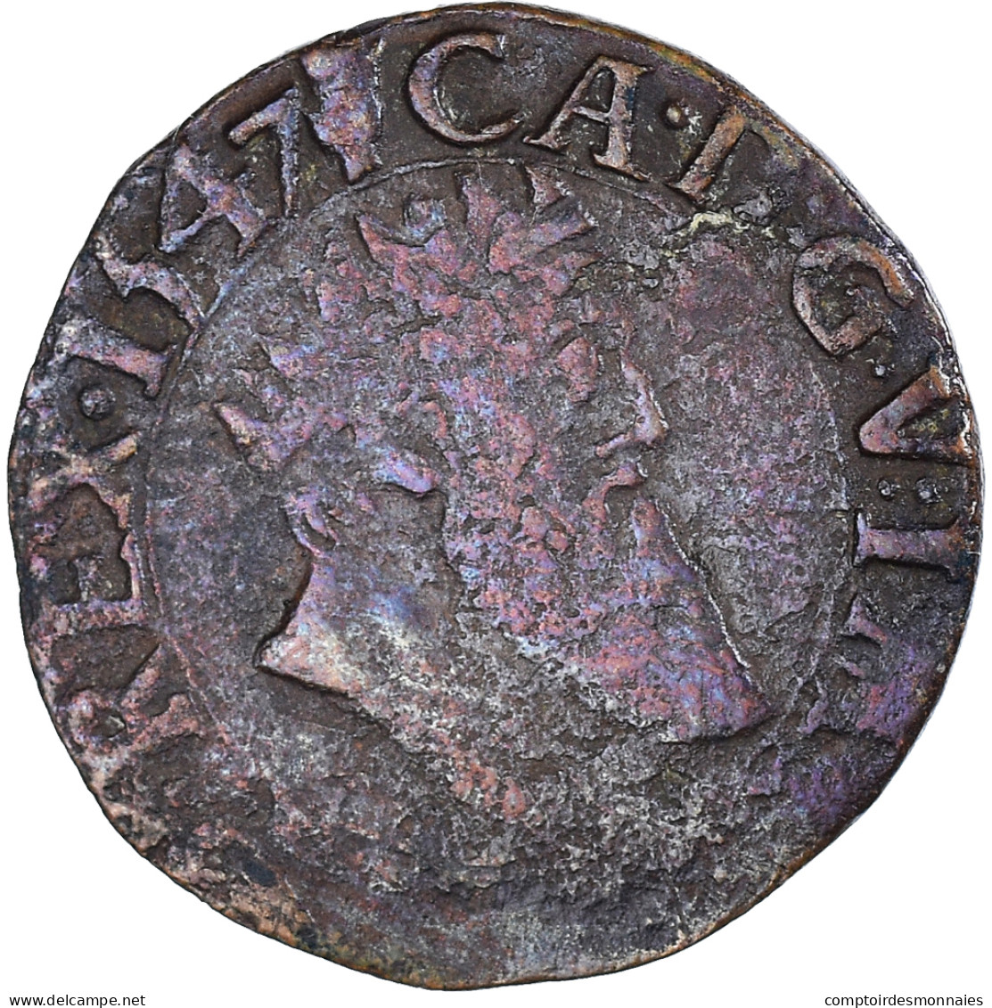 Monnaie, Pays-Bas Espagnols, Charles Quint, Courte, 1547, Anvers, TB+, Cuivre - Spanish Netherlands