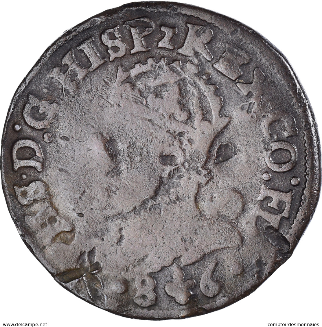 Monnaie, Pays-Bas Espagnols, Philippe II, Liard, 1586, Bruges, TB, Cuivre - Spanish Netherlands