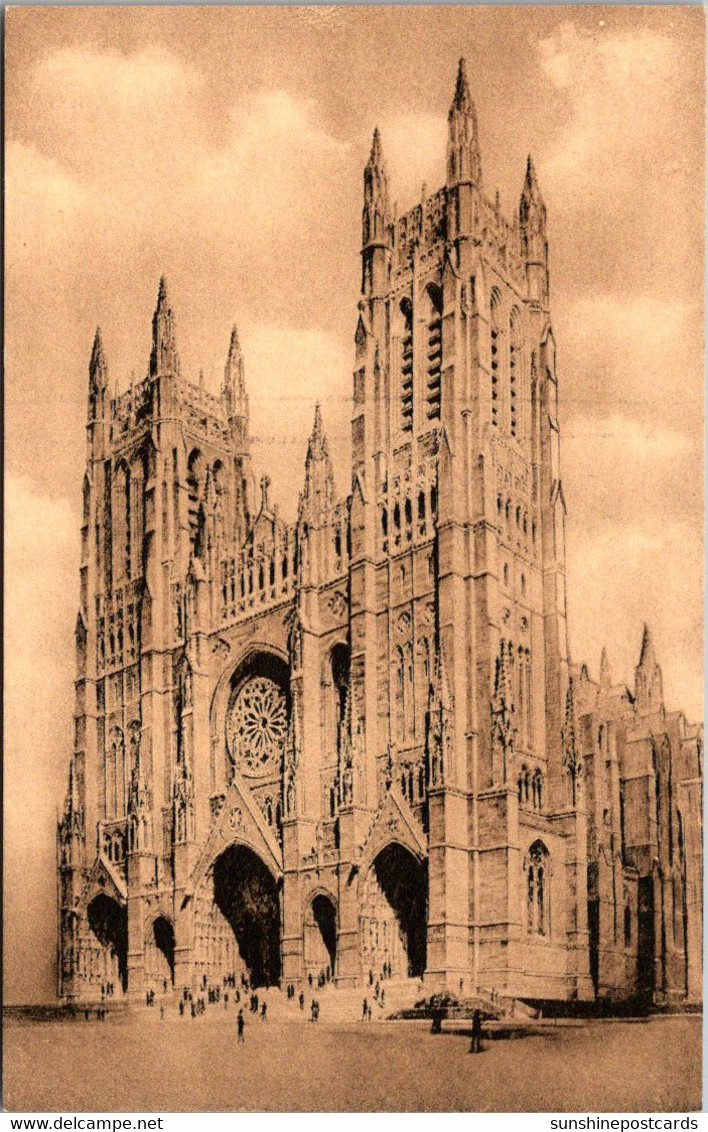 New York City The Cathedral Of St John The Divine West Front Albertype - Kirchen