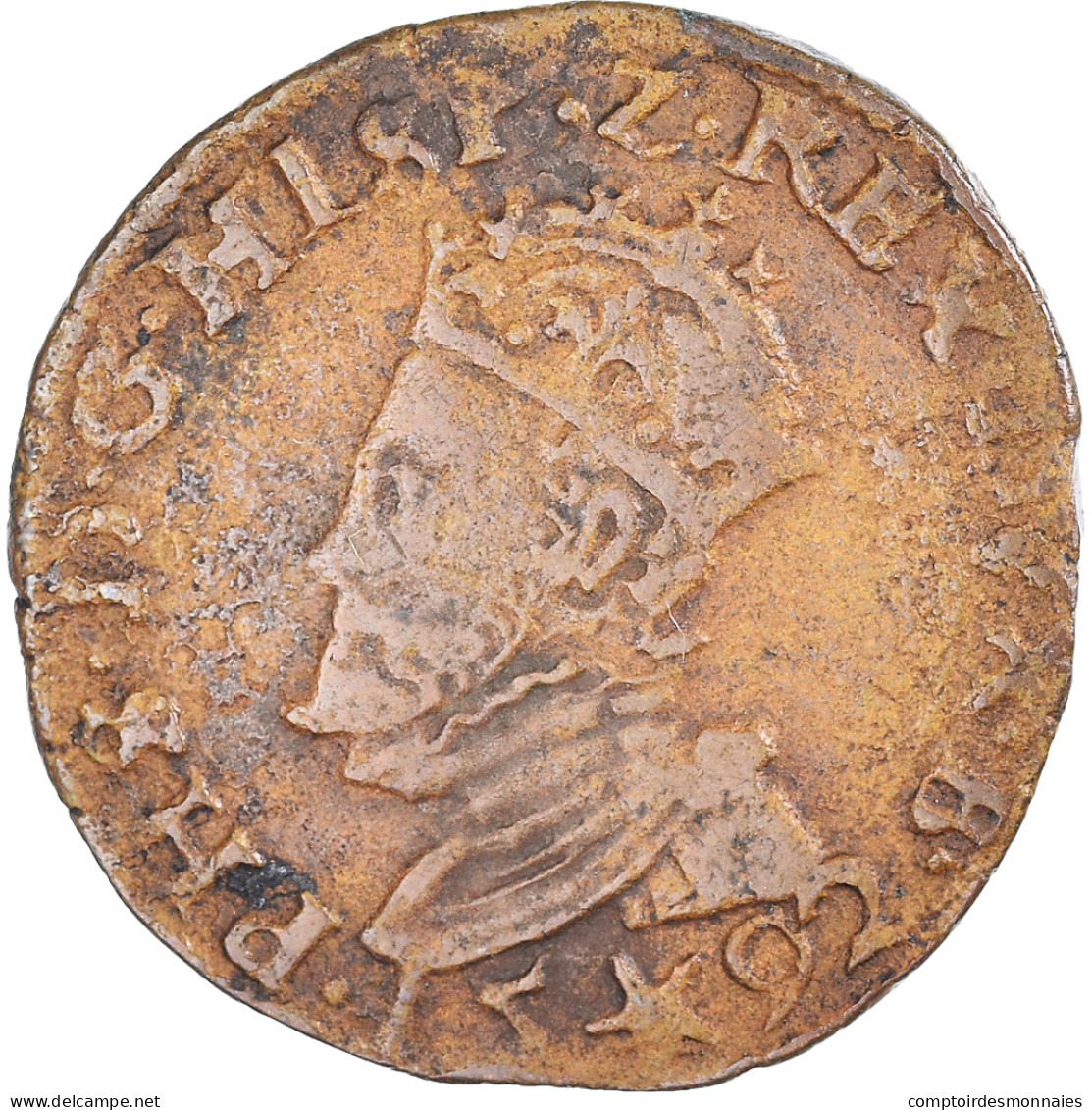 Monnaie, Pays-Bas Espagnols, Philippe II, Liard, 1592, Maastricht, TB+, Cuivre - Spanische Niederlande