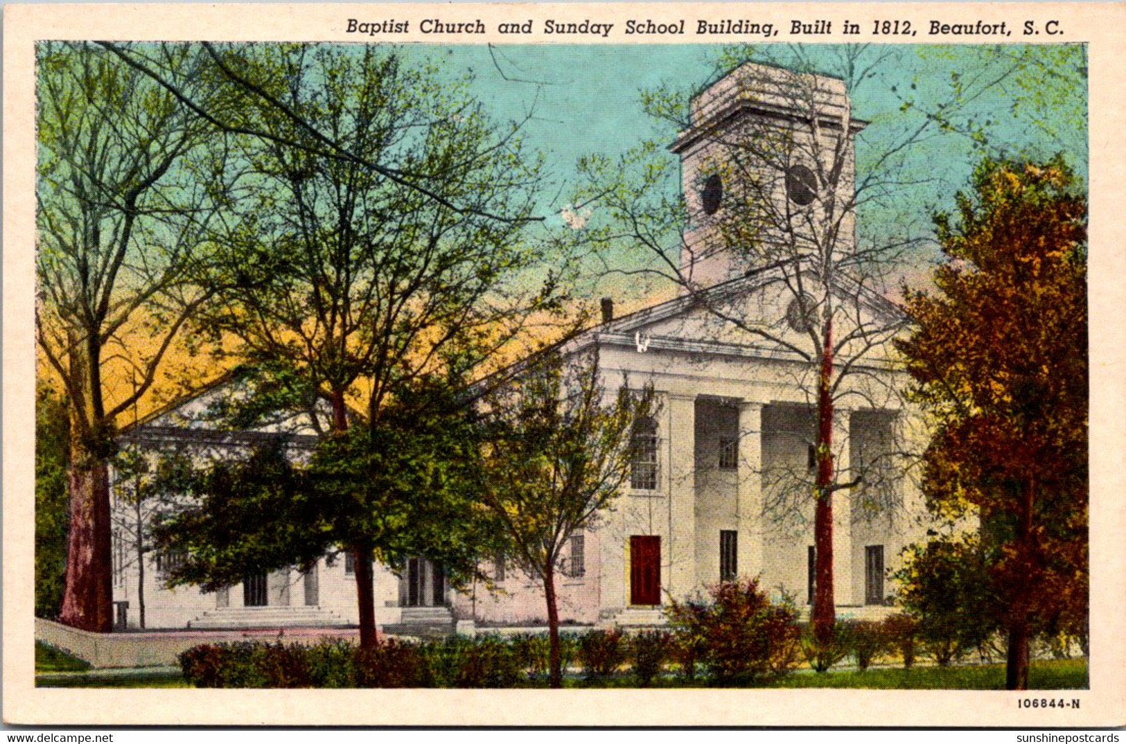 South Carolina Beaufort Baptist Church And Sunday School Building Curteich - Beaufort