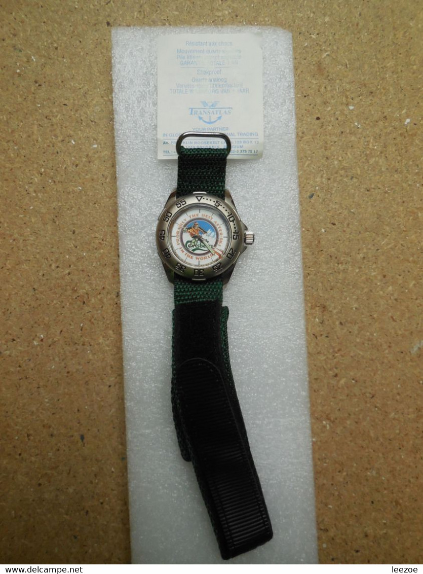 Montre, Bière CARLSBERG, Montre Publicitaire Par TRANSATLAS, Rare - Werbeuhren