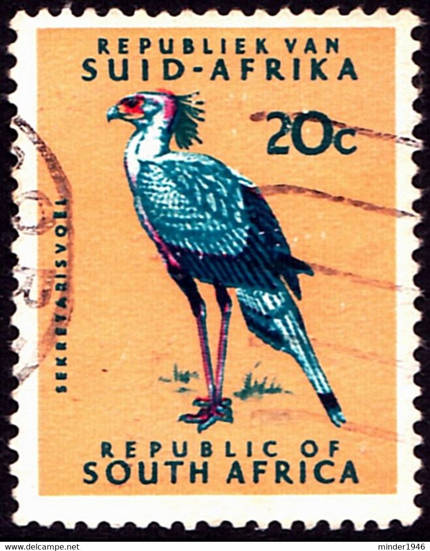 SOUTH AFRICA 1971 20c Turquoise-Blue, Carmine & Orange-Buff, Secretary Bird SG249a FU - Used Stamps