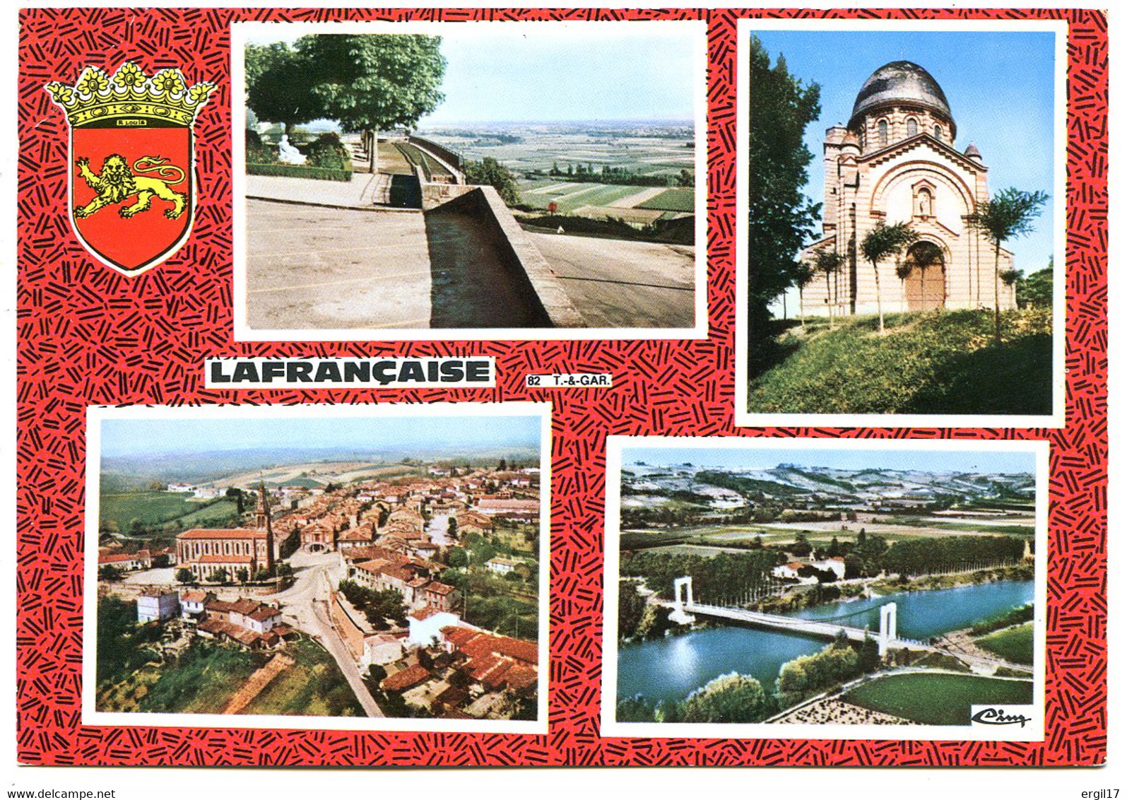 82130 LAFRANÇAISE - 4 Petites Vues Avec Blason Du Tarn-et-Garonne - Postée En 1970 - Lafrancaise