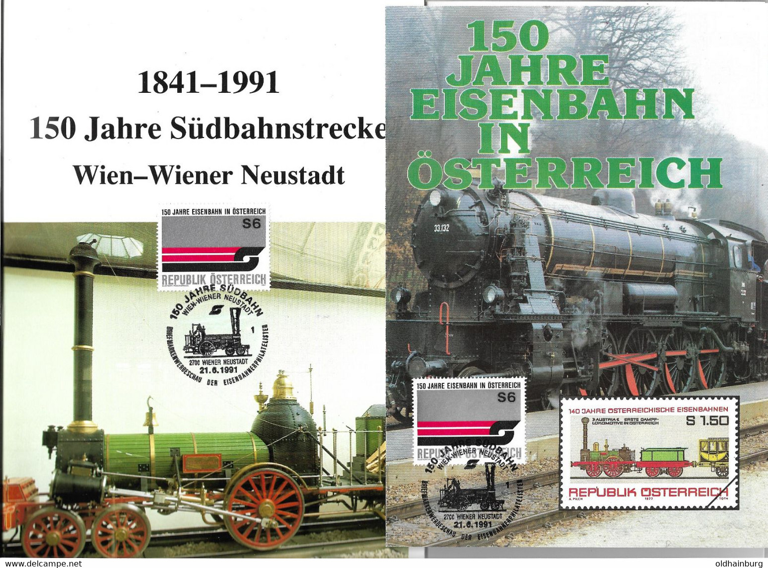 2132d: Südbahn- Jubiläum: Stempel Wr. Neustadt, Plus Stempelblatt & Prospekt 52 Seiten 1987, Motiv "Eisenbahn" - Wiener Neustadt