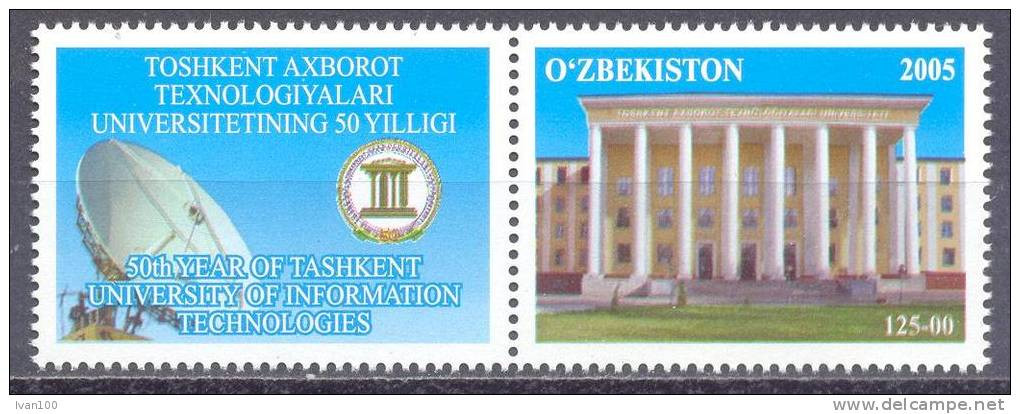 2005. Uzbekistan, 50y Of Tashkent University, 1v + Label, Mint/** - Usbekistan