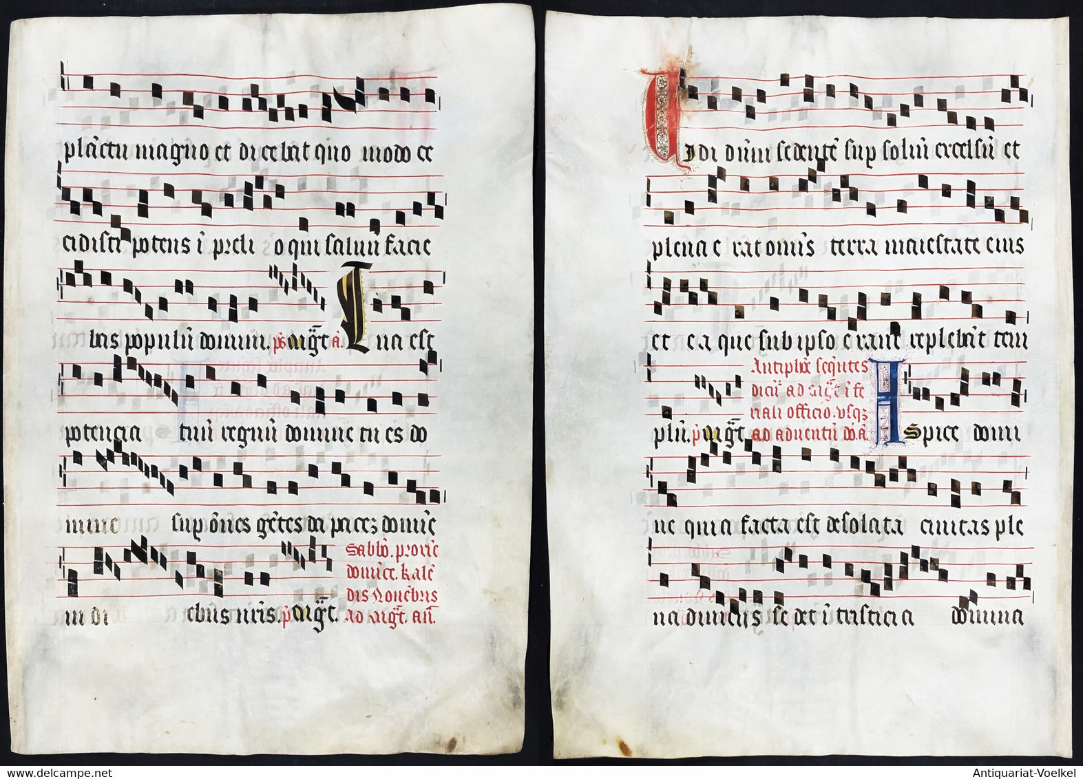 Seltenes, Sehr Großes Original Pergament-Blatt Aus Einer Antiphonar-Handschrift Des 15. Jahrhunderts / Very Ra - Theatre & Scripts