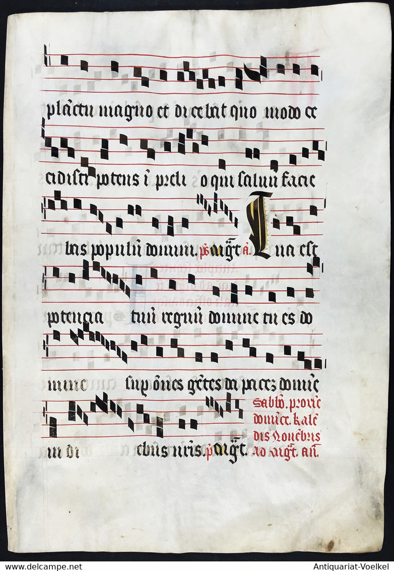 Seltenes, Sehr Großes Original Pergament-Blatt Aus Einer Antiphonar-Handschrift Des 15. Jahrhunderts / Very Ra - Theatre & Scripts