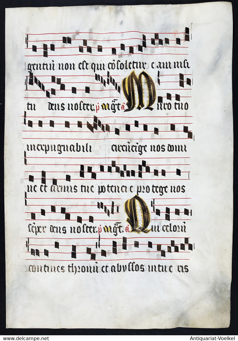 Seltenes, Sehr Großes Original Pergament-Blatt Aus Einer Antiphonar-Handschrift Des 15. Jahrhunderts / Very Ra - Theater & Drehbücher