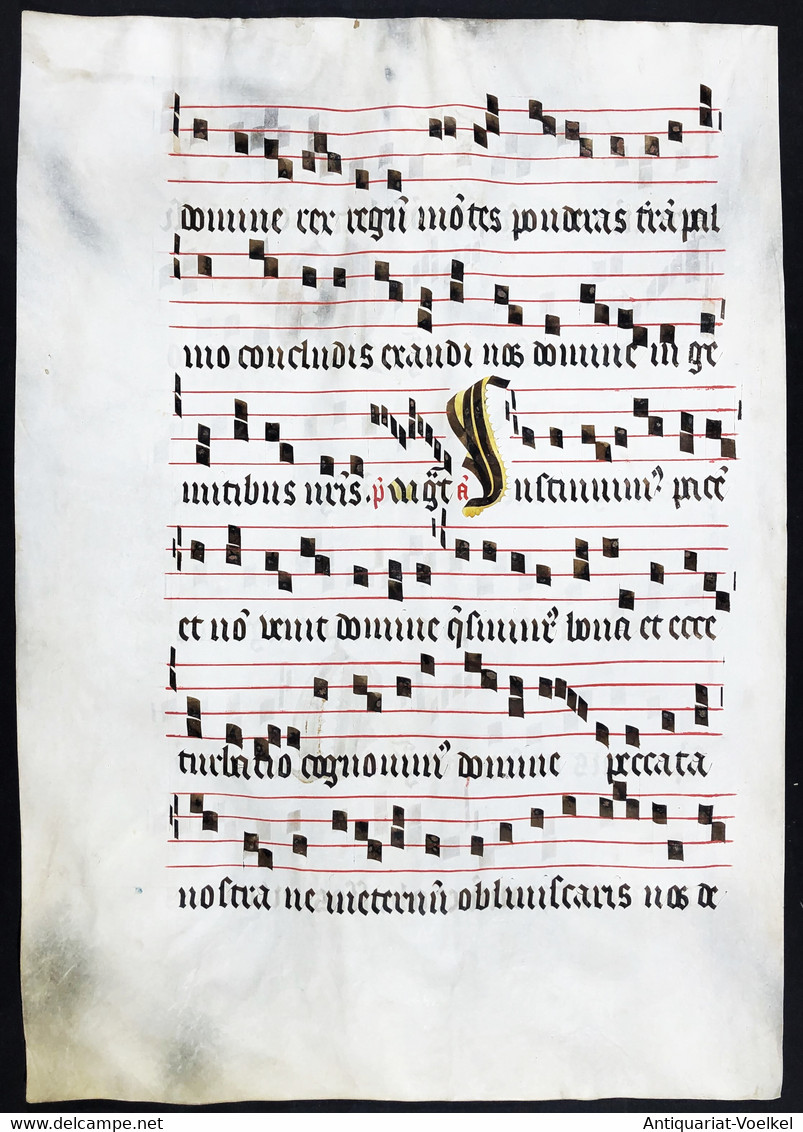 Seltenes, Sehr Großes Original Pergament-Blatt Aus Einer Antiphonar-Handschrift Des 15. Jahrhunderts / Very Ra - Theater & Scripts