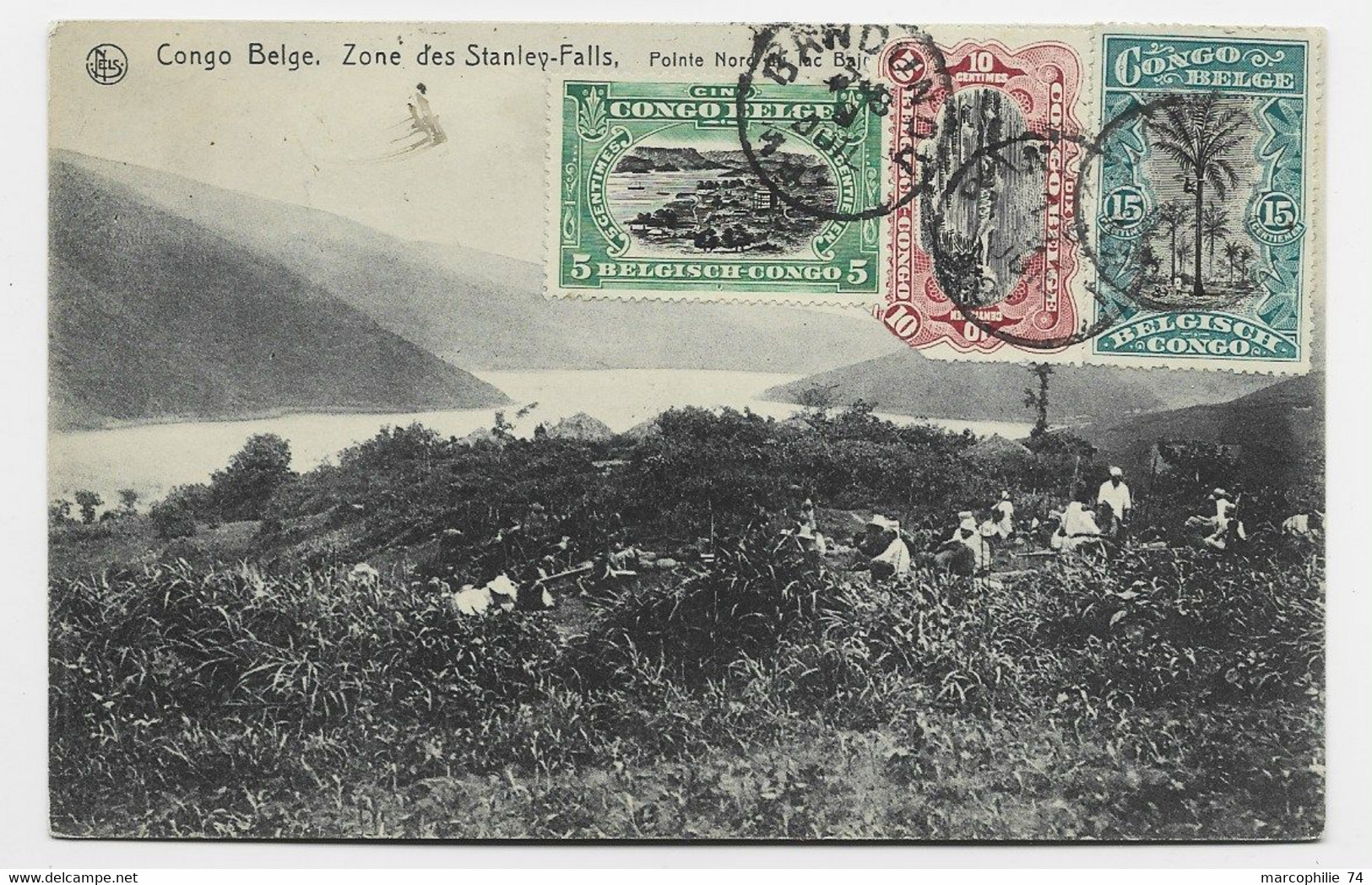 CONGO BELGE 5C+15C+ 10C DEFAUT AU RECTO BANDUNON 1921 CARTE ZONE DES STANLEY FALLS TO SUISSE - Brieven En Documenten