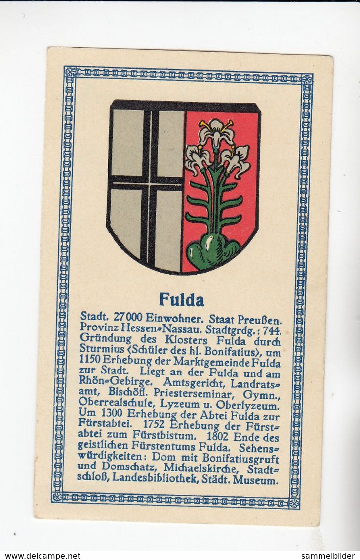 Abdulla Deutsche Städtewappen Fulda      Von 1928 - Sammlungen & Sammellose