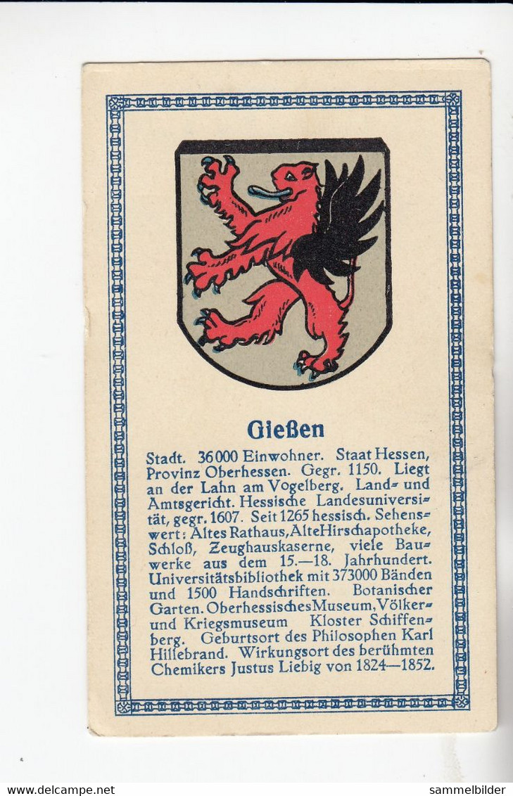 Abdulla Deutsche Städtewappen Gießen       Von 1928 - Sammlungen & Sammellose