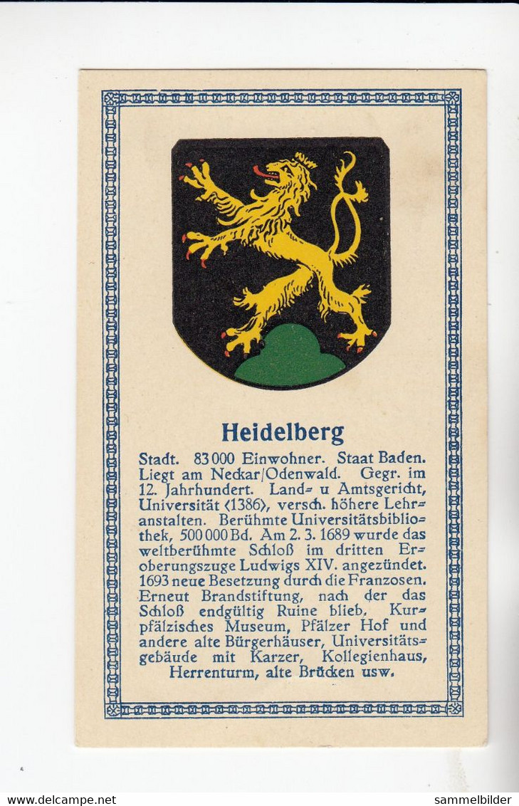 Abdulla Deutsche Städtewappen Heidelberg         Von 1928 - Verzamelingen & Kavels