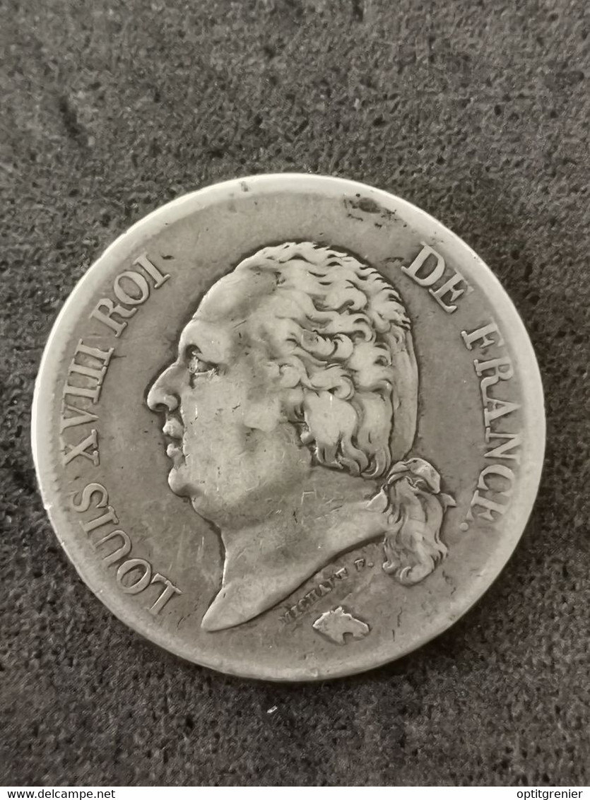 5 FRANCS ARGENT 1821 W LILLE LOUIS XVIII TETE NUE / FRANCE SILVER - 5 Francs