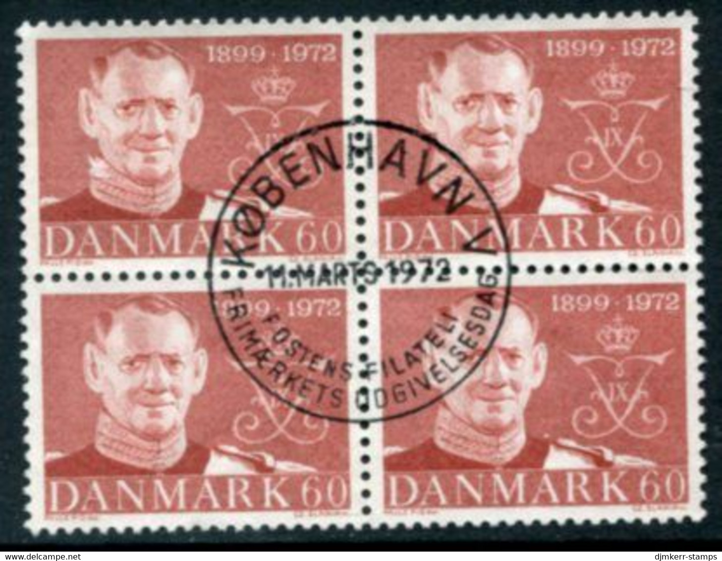 DENMARK 1972 King's 75th Birthday Block Of 4 Used   Michel 520 - Used Stamps