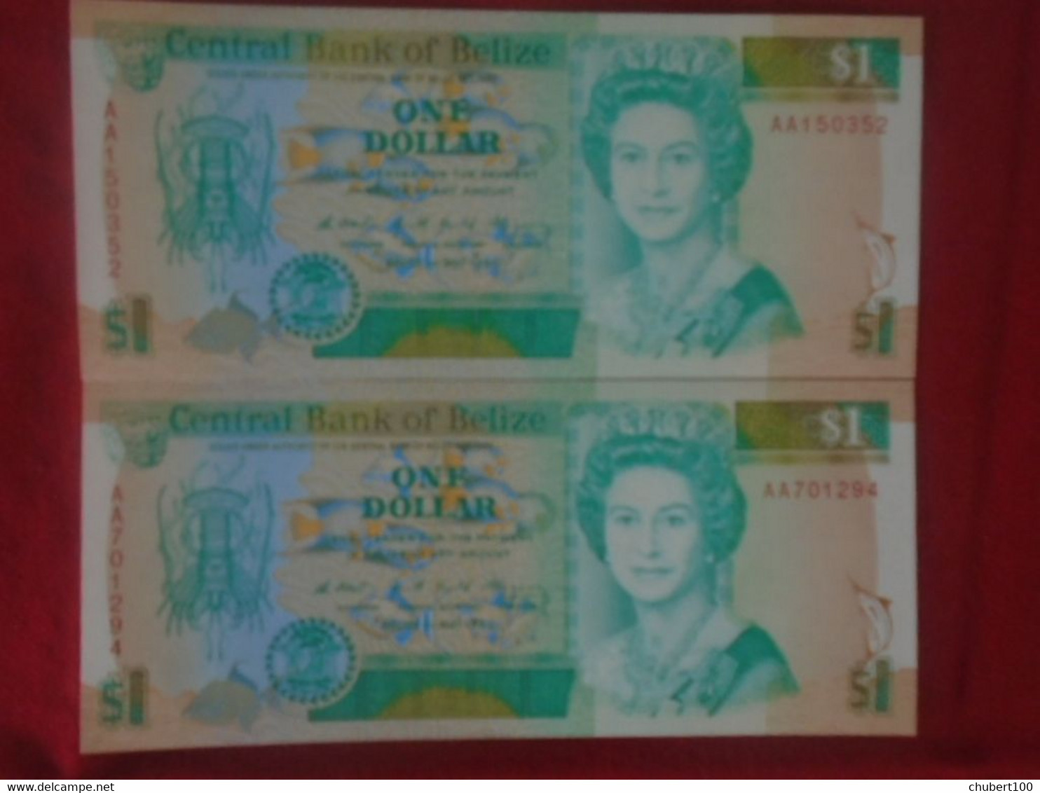 BELIZE, P 51 , 1 Dollar , 1990 , UNC , 2 Notes - Belize
