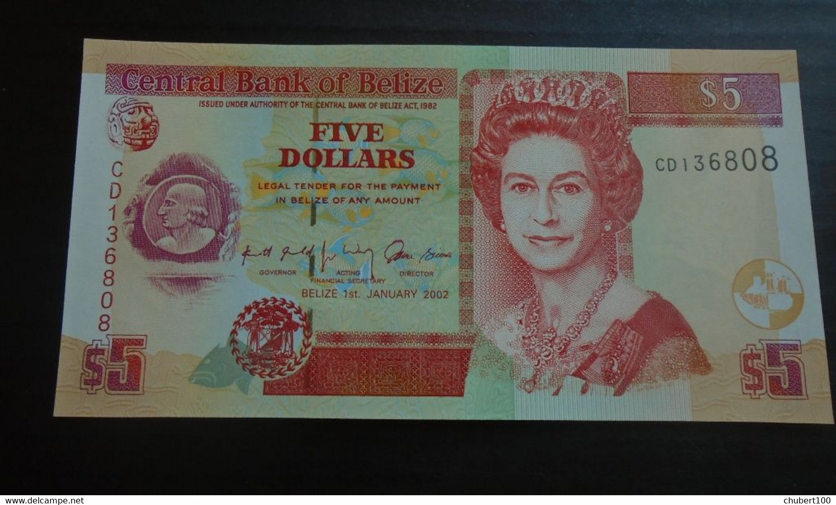BELIZE, P 61b , 5 Dollars , 2002 , UNC - Belize