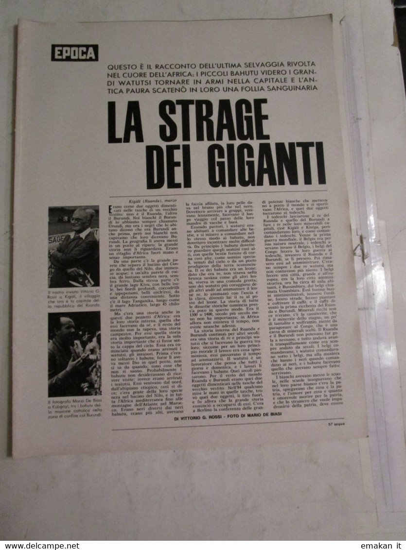 # INSERTO EPOCA  / LA STRAGE DEI GIGANTI / BAHUTU - WATUTSI - Prime Edizioni